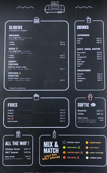 منيو مطعم findsalt