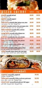 pasta resturant menu