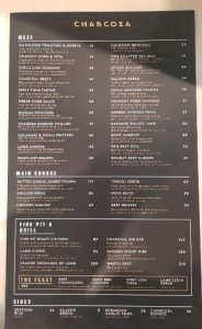 Charcoza reaturant menu