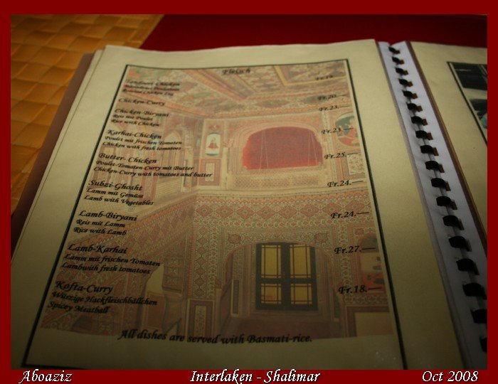 sahalaimer resturant menu