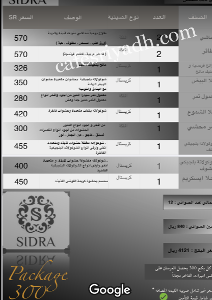 SIDRA منيو