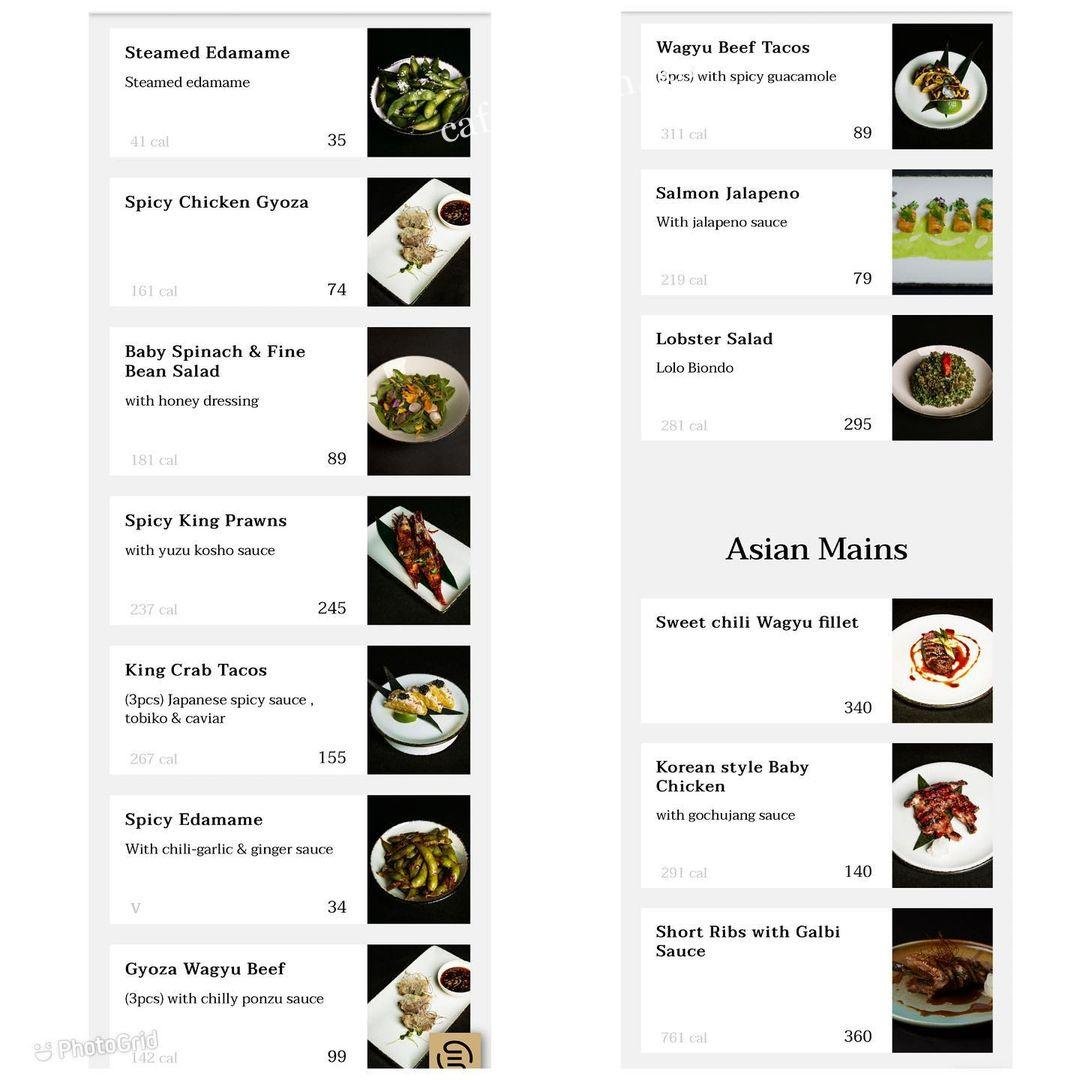 New Billionaire Restaurant menu
