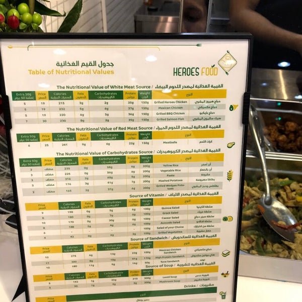 منيو مطعم هيروز فود بالرياض